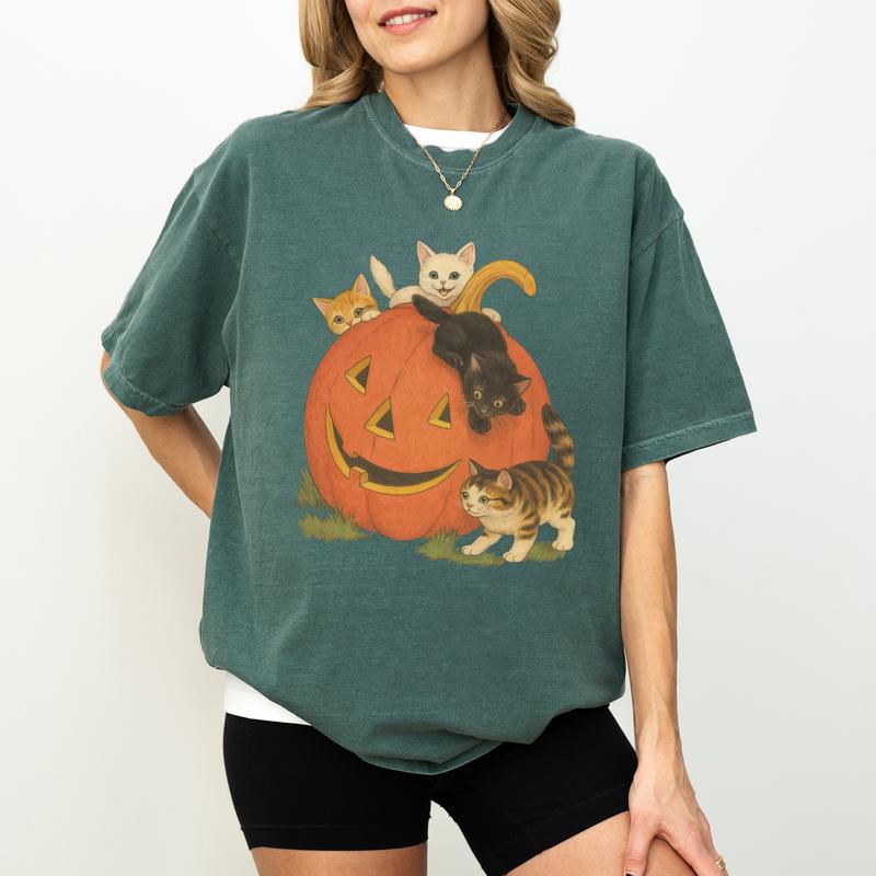 Vintage 90s Cat Halloween Shirt