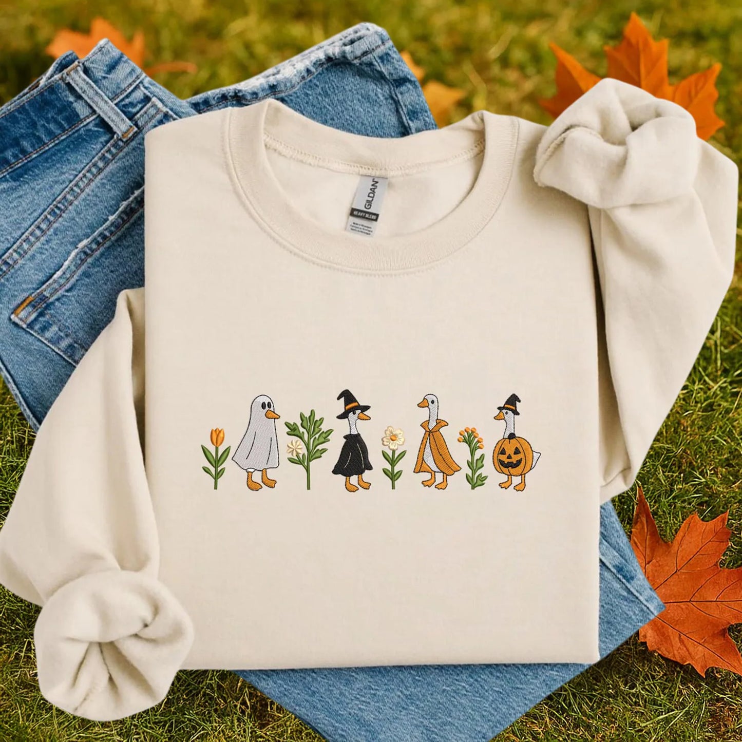 Spooky Goose Embroidered Sweatshirt